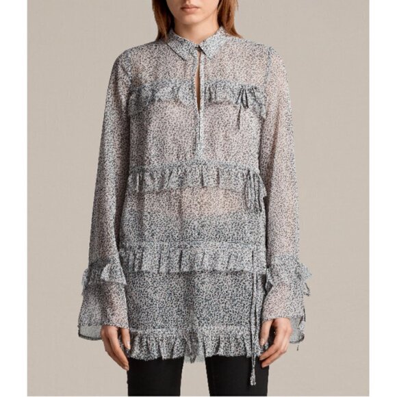 💕ALLSAINTS💕 Deirdre LeoDot Shirt ~ Pale Pink Large NWT - Picture 4 of 15